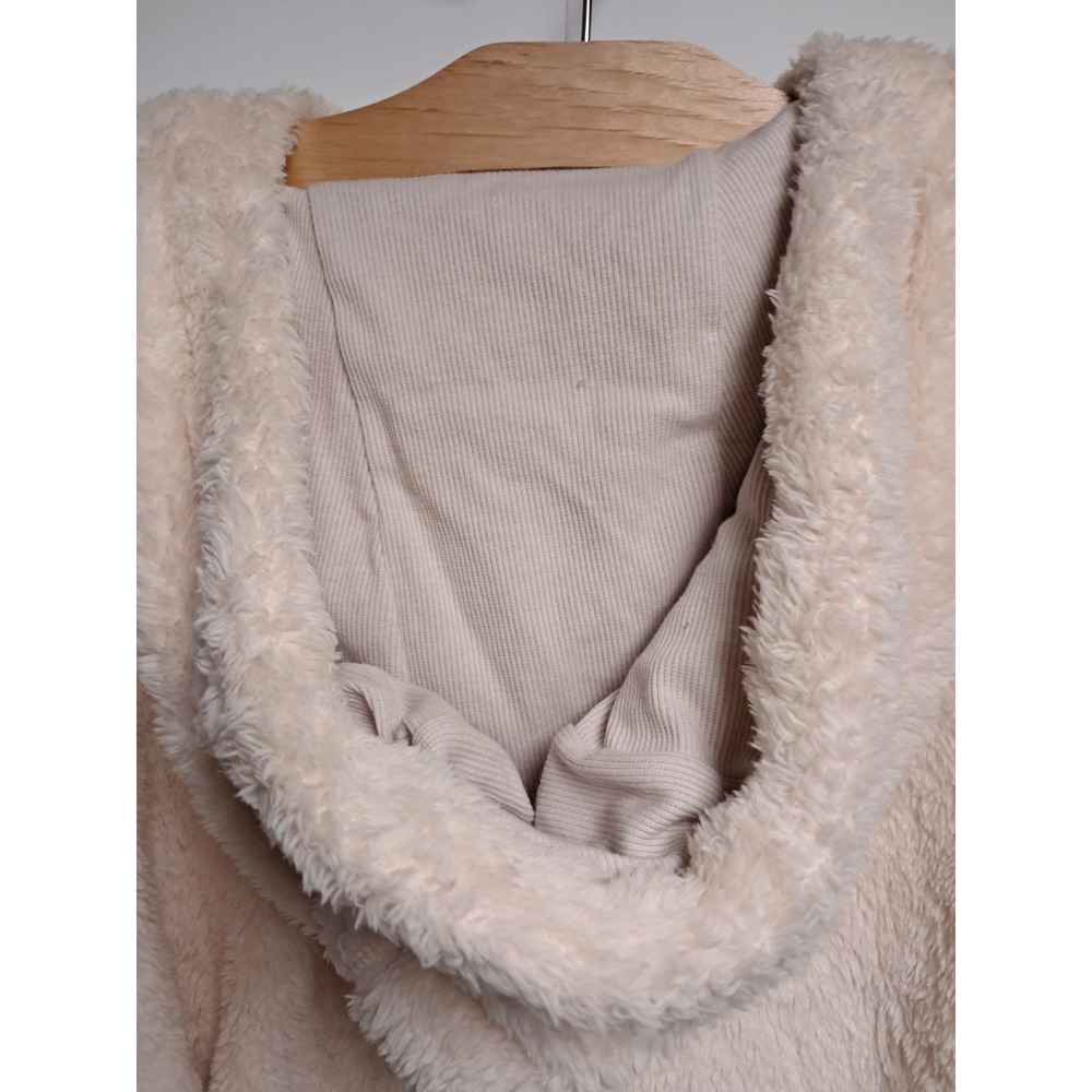 Lole Women's Yana Sherpa Beige Cropped Button Neck Hoodie Sz L - Picture 6 of 11